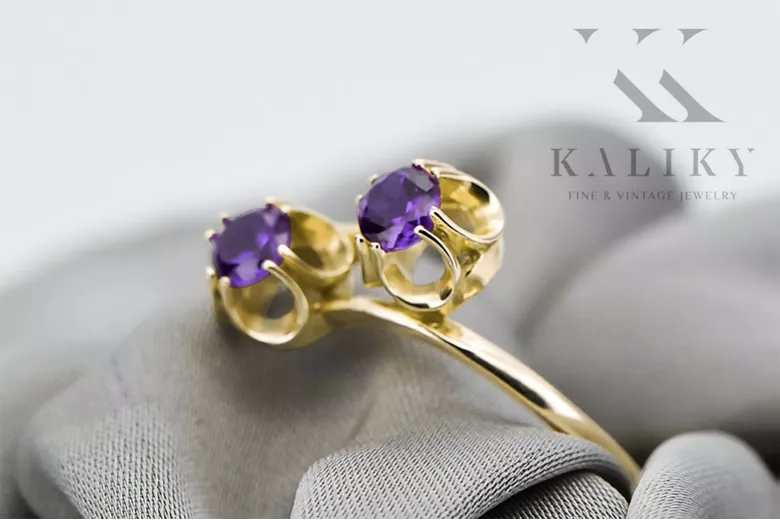 Anneau Artisanat vintage Alexandrite Or jaune 14 carats vrc266y